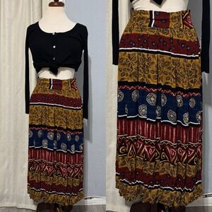 VTG Anthony Mark Hankins Geometric Pattern Midi Bohemian Skirt Size S USA Made